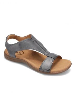 Taos Footwear The Show Steel Gray Leather Adjustable Sandals